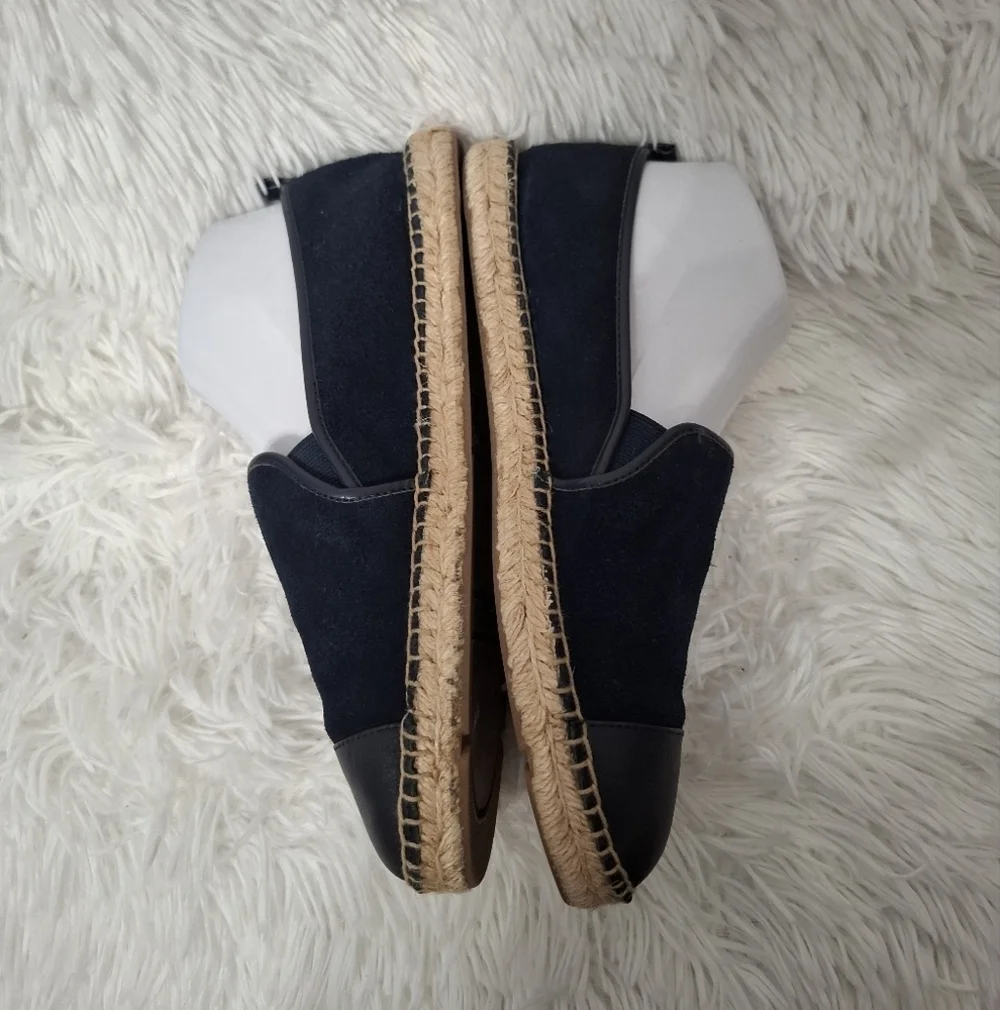 Talbots Izzy Espadrilles Blue Leather Colorblock Flats Womens 9.5 M